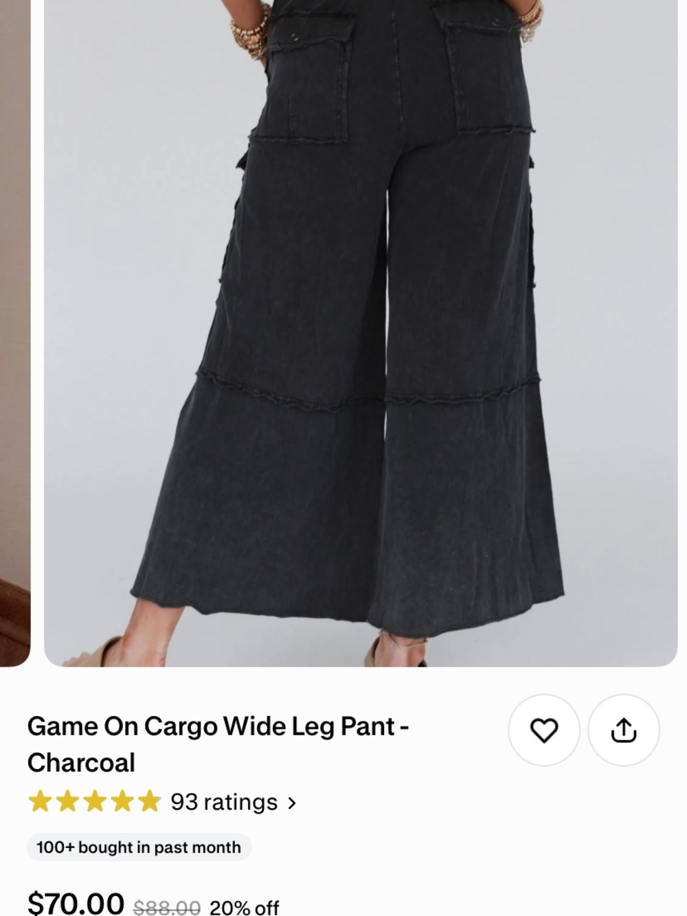 Three Bird Nest Black Wide Leg Utility Pants - Picture 2 of 6
